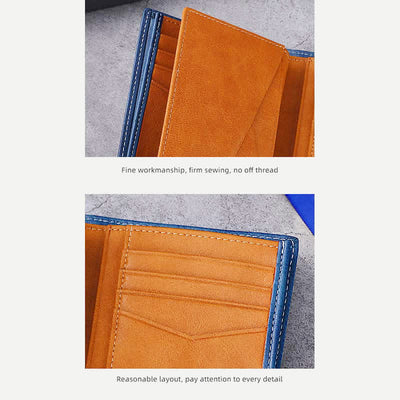 Men's Trifold Genuine Leather Wallet Includes Id Window Credit Card Holder