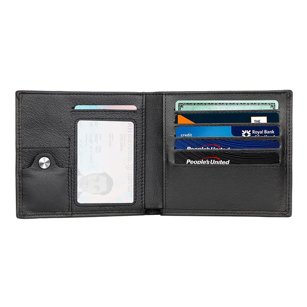 Men's Bifold Pocket Wallet Leather Airtag Bifold Minimalist Wallet with AirTag Slots
