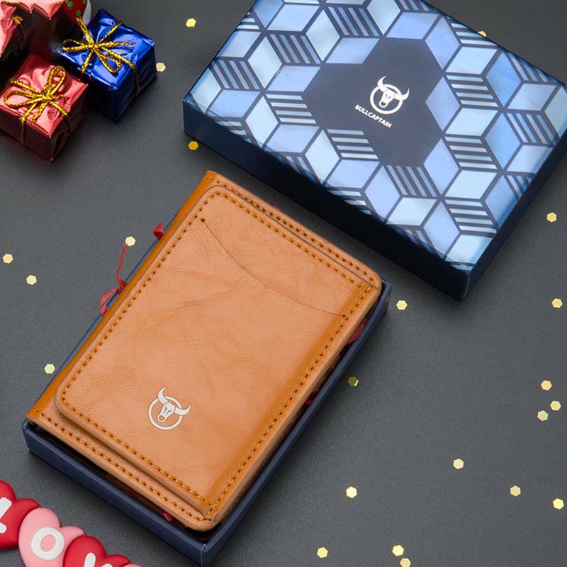 Wallet for Men Minimalist Telescopic PU Leather Card Holder Purse