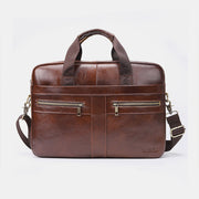 Genuine Leather Large Capacity Retro Briefcase