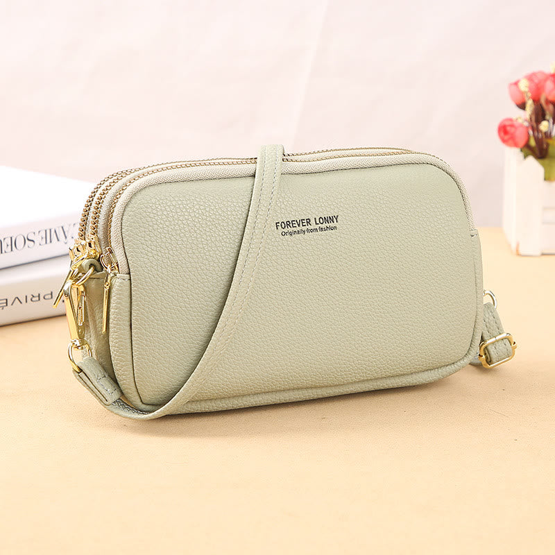 Triple Compartment Phone Bag For Women Large Space Crossbody Bag