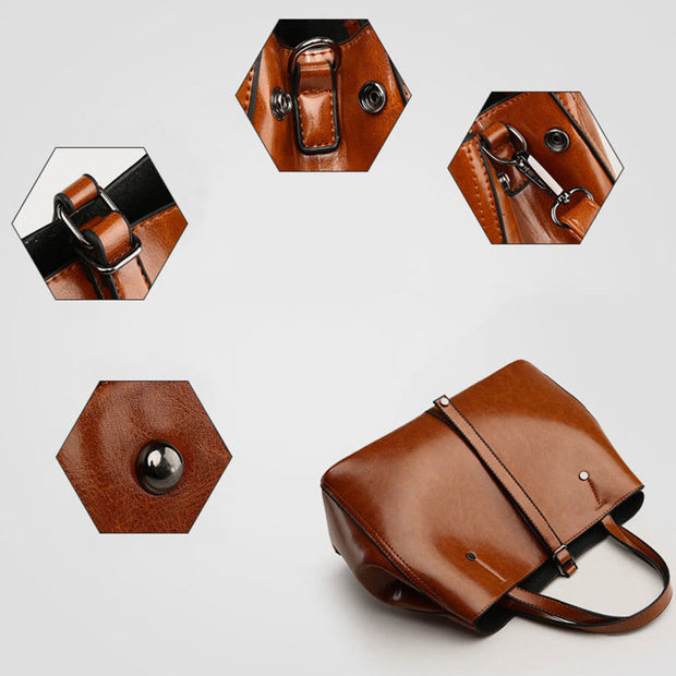 Minimalist Tote Pure Color Leather Crossbody Handbag For Women