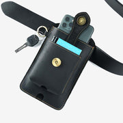 Multifunctional Genuine Leather Cell Phone Belt Bag Loop Waist Holster