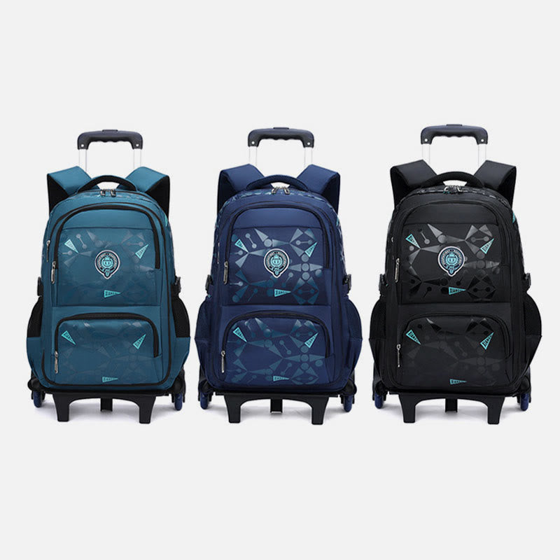 Rolling Wheels Backpack Multifunctional Travel Bookbag For Teens Students