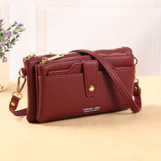 Double Compartment Phone Bag For Women Multifunctional Leather Crossbody Bag