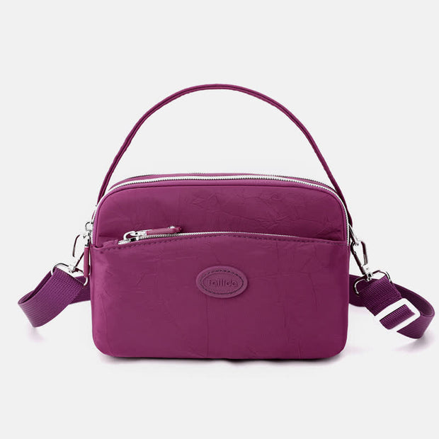 Nylon Crossbody Bag for Women Triple Zip Shoulder Bag Casual Nylon Purse