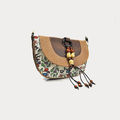 Crossbody Bag For Women Ethnic Style Printing PU Leather Bag