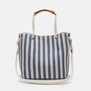 Large Capacity Multi-Carry Stripe Tote Bag Bucket Bag
