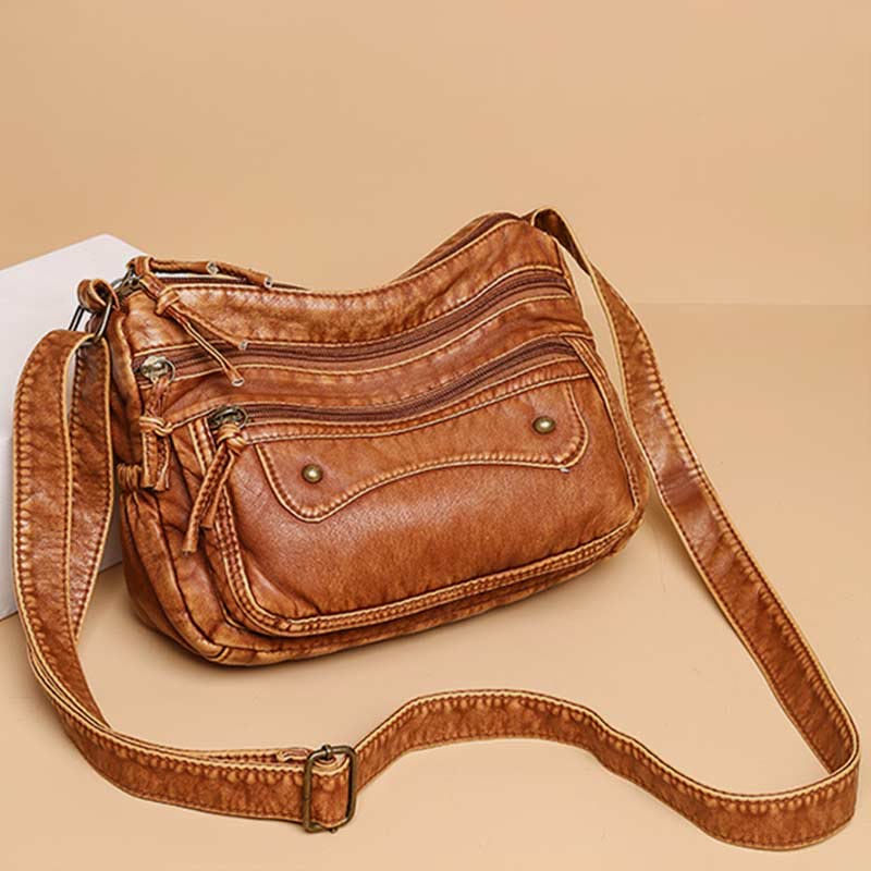 Crossbody Bag for Women Brown Rivet Leather Daily Shoulder Bag