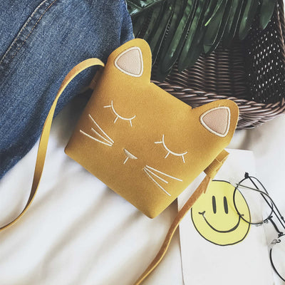 Cute Mini Kitten Crossbody Bag For Kids Small Leather Purse