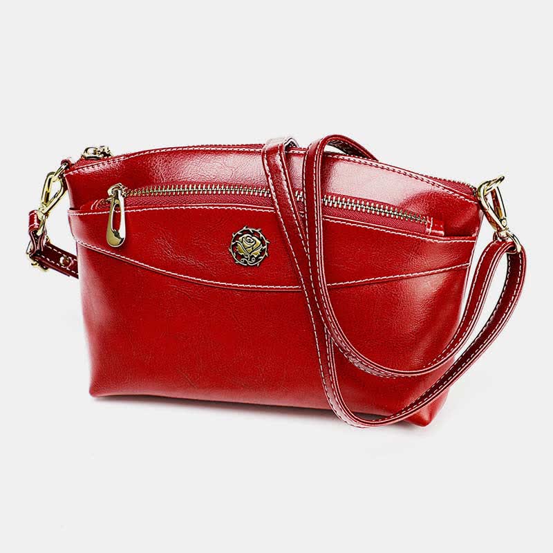 Retro Real Leather Crossbody Bag for Women Roomy Small Phone Bag