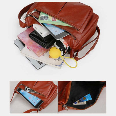 3 Zip Crossbody Purse for Women Lightweight Waterproof Leather Shoulder Bag