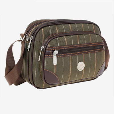 Triple Compartment Crossbody Bag Women Men Stripe Oxford Shoulder Bag