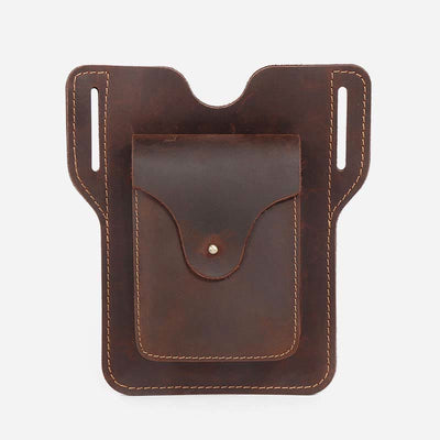 Outdoor Leather Retro Solid Color 7.2 Inch Cell Phone Belt Bag