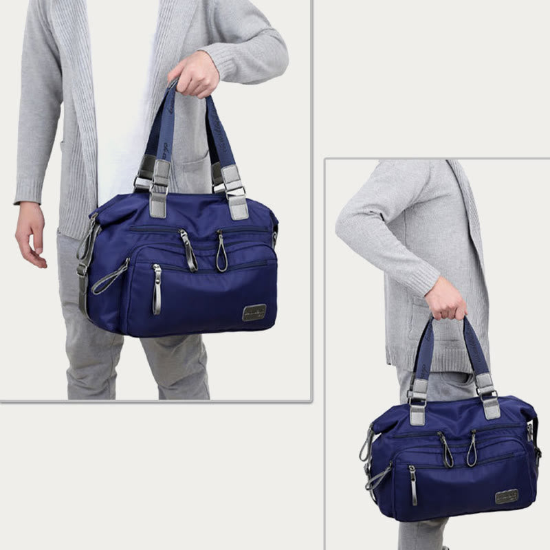 Multi-Pocket Tote Bag For Women Men Travel Handbag with Crossbody Strap