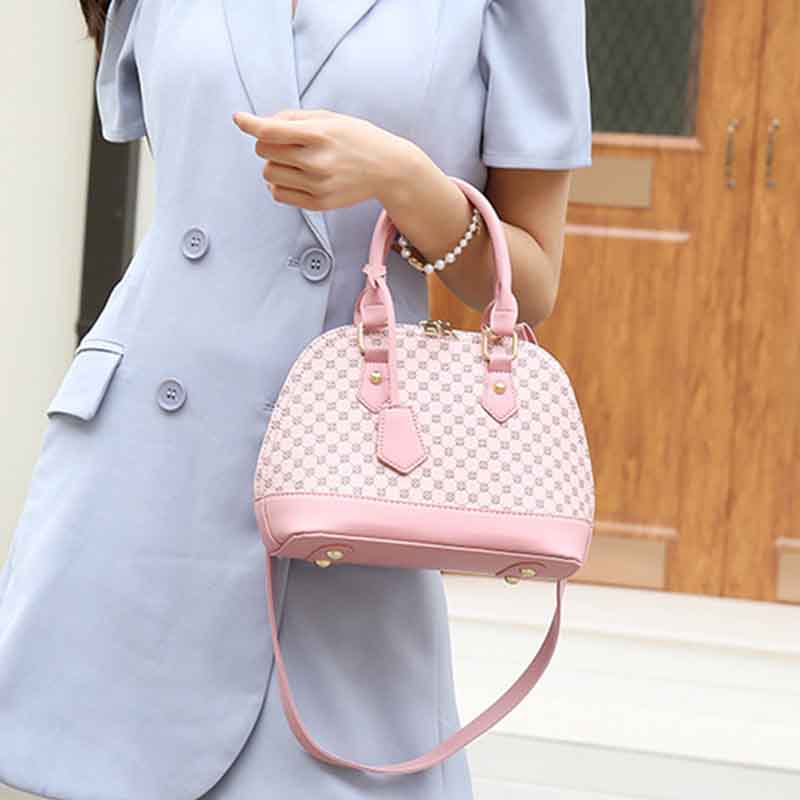 Geometric Printing Top Handbag For Lady Seashell Shape Crossbody Bag