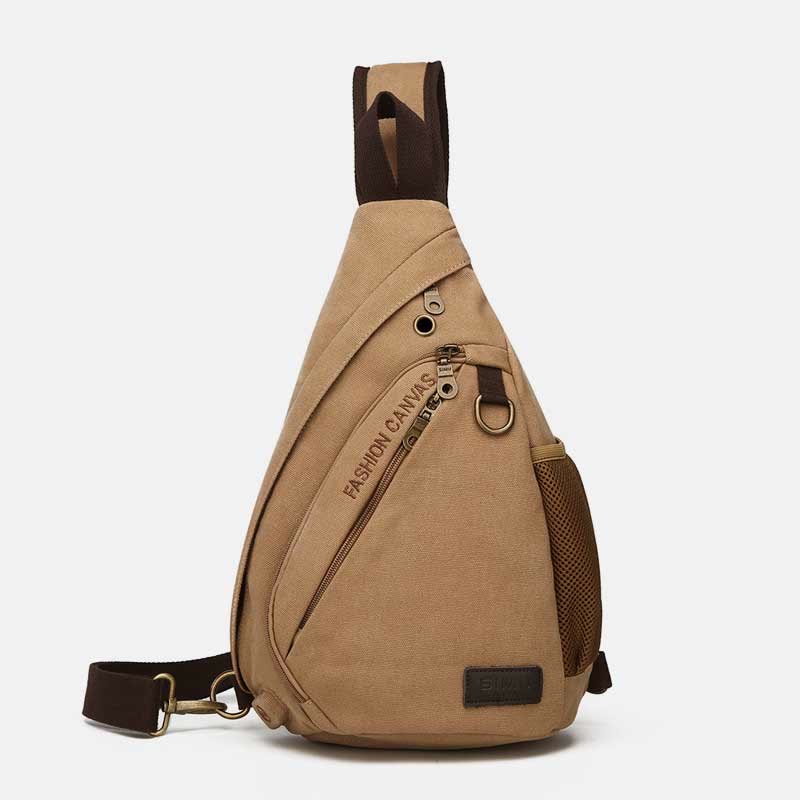 Canvas Chest Bag Men Minimalist Travel Large Sling Bag