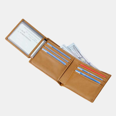 Engraved Mens Wallet Trifold Leather Card Holder Gifts for Son Grandson