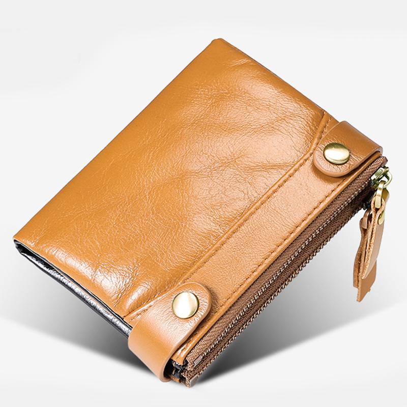 Genuine Leather Multi-function RFID Bifold Wallet