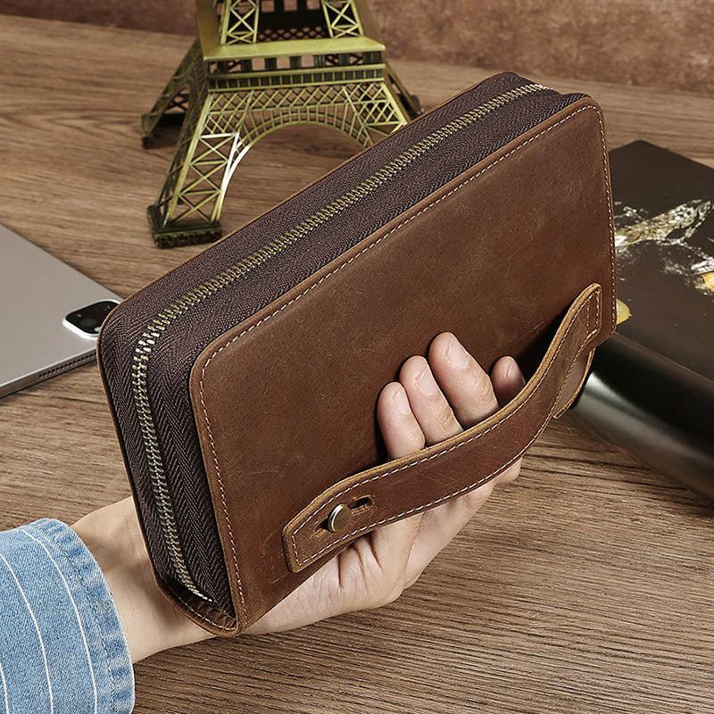 RFID Blocking Gentle Wallet Mens Business Genuine Leather Clutch