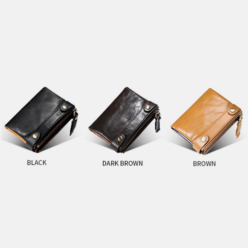 Genuine Leather Multi-function RFID Bifold Wallet