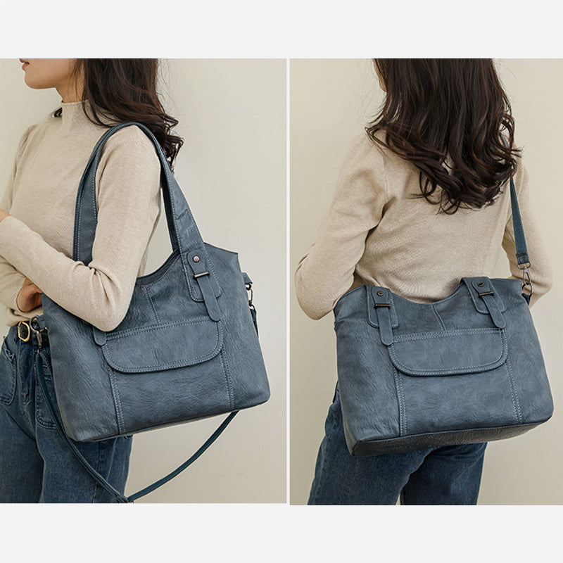 Lightweight Tote Detachable Strap Leather Underarm Bag For Women Commuter