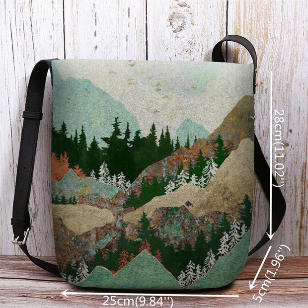 Mountain Treetop Print Bag Crossbody Bag Shoulder Bag