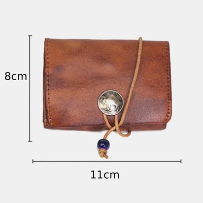 Retro Handmade Genuine Leather Card Holder Wallet for Men Women