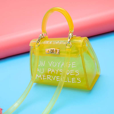 Transparent Top Handle Bag Bright Color Crossbody Handbag For Women