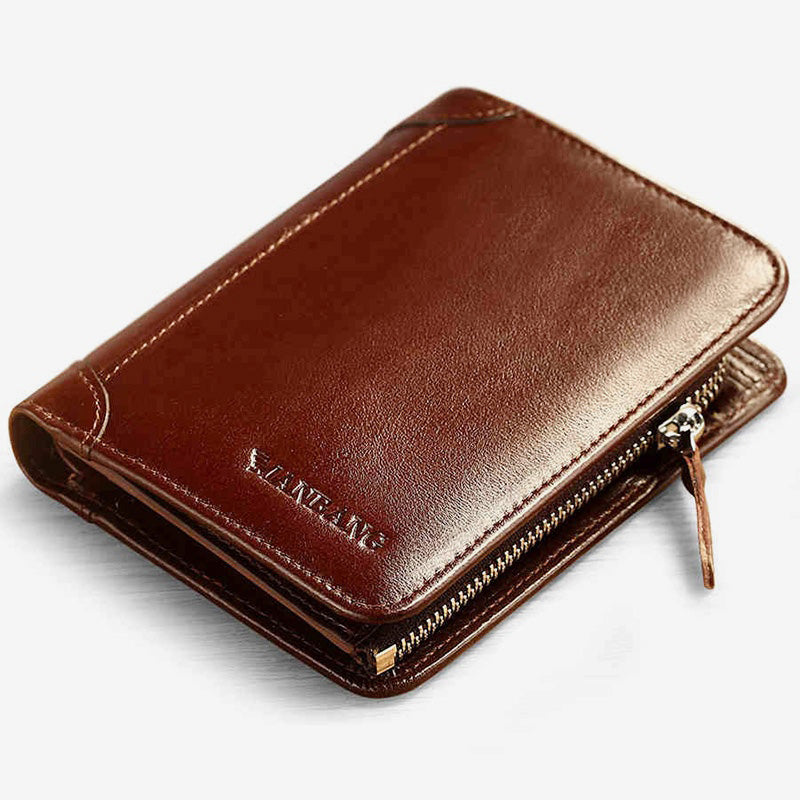 Solid RFID Genuine Leather Wallet Organizer Purse