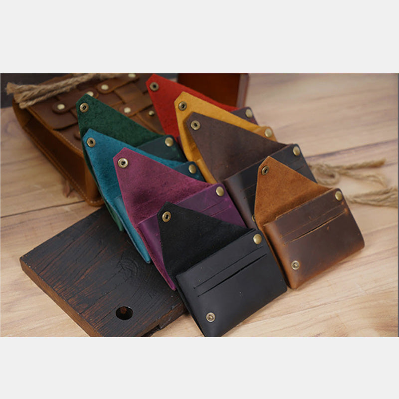 Retro Handmade Genuine Leather Card Holder Front Pocket Wallet Coin Purse