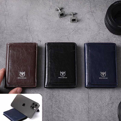 Wallet for Men Minimalist Telescopic PU Leather Card Holder Purse