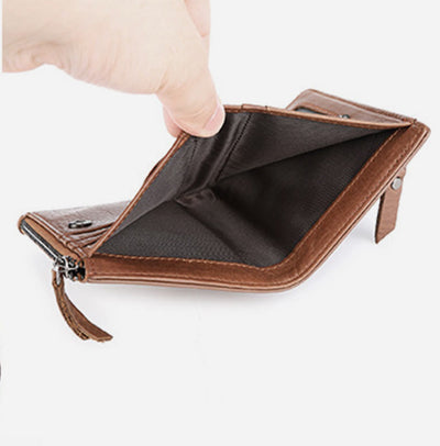 Genuine Leather RFID Wallet For Men Minimalist Large Retro Purse