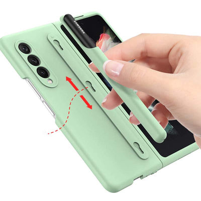 Samsung Galaxy Z Fold 3 Silicone Phone Case with Removable Pen Holder Corner Protection