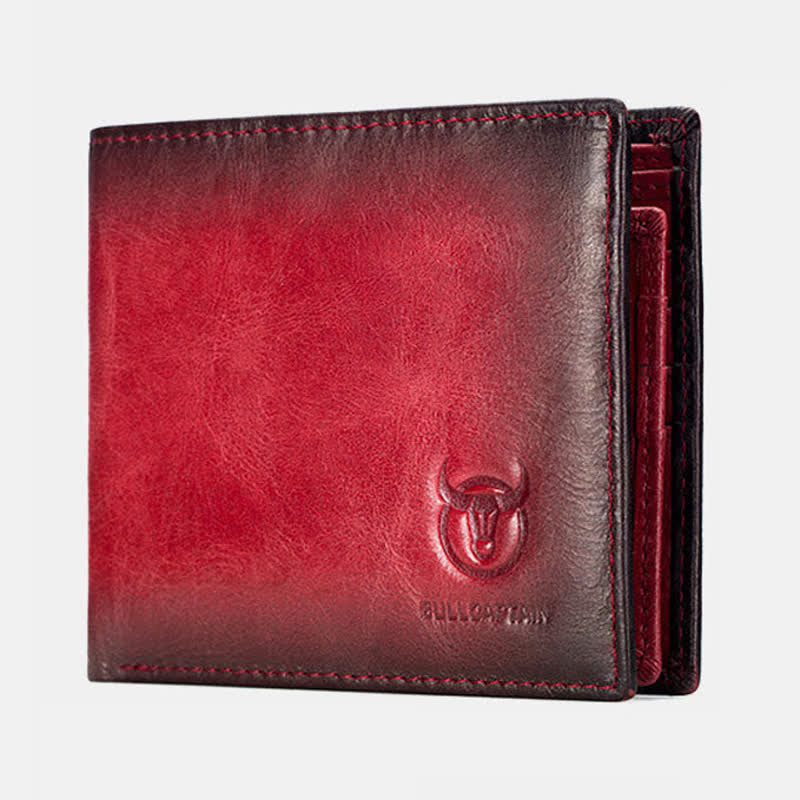 Genuine Leather RFID Multi-Slot Gradient Short Wallet