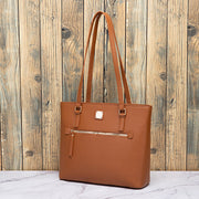 Retro Shoulder Bag For Women Plaid Color Large Leather Tote