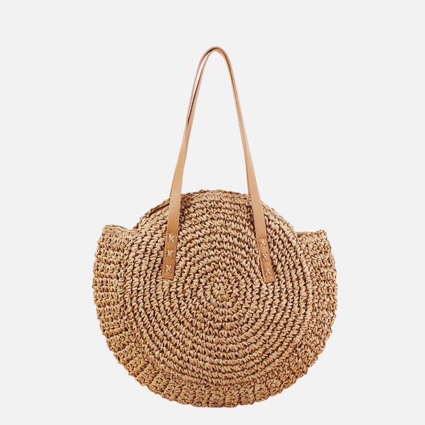 Beach Bag for Women Simple straw Large Capacity round Handbag