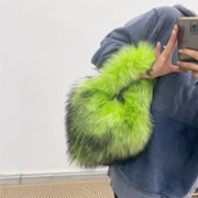 Heart Shape Handbag Women Party Soft Faux Fur Shoulder Bag