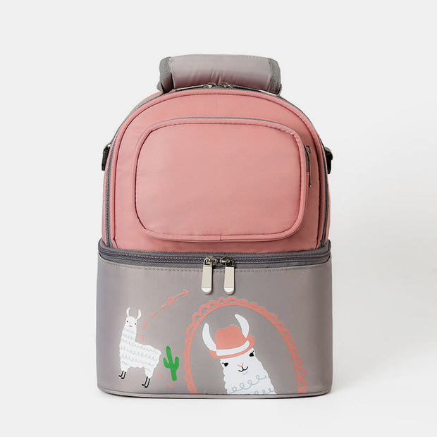 Mommy Bag For Women Cartoon Multifunctional Two-Layer Design Outdoor Backpack