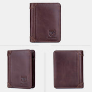 RFID Large Capacity Genuine Leather Bifold Wallet