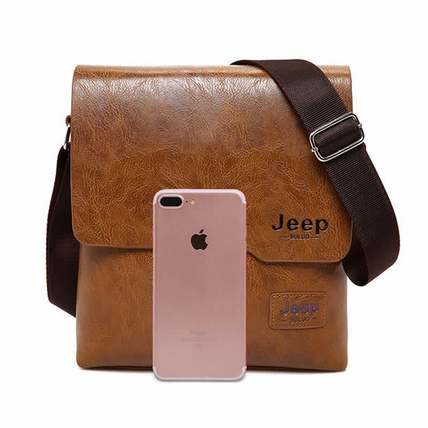 Crossbody Bag for Men Sturdy Leather Satchel Ipad Messenger Bag with Wallet