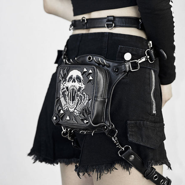 Women Steampunk Outdoor Waist Bag Funny Skull Party Phone Bag