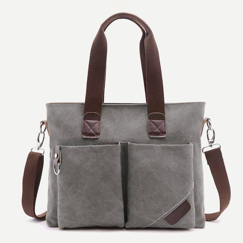 Canvas Shoulder Bag for Women Men Retro Casual Handbags Work Tote