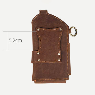 Genuine Leather Men Cell Phone Holster Pouch Phone Bag Belt Holder