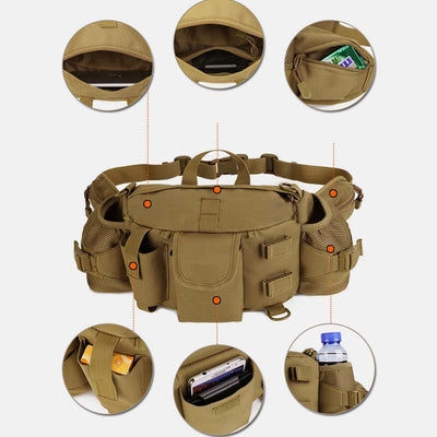 Multi-Pocket Crossbody Purse Tactical Waist Bag Fit 10 Inch Tablet