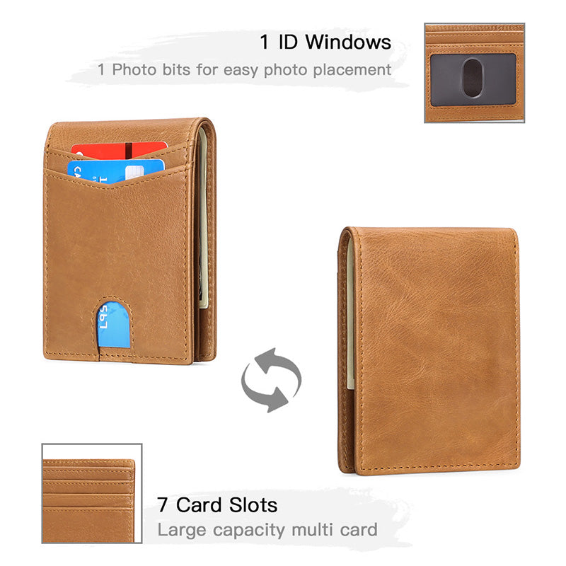 Bifold Quick Access Oil wax Leather Wallet