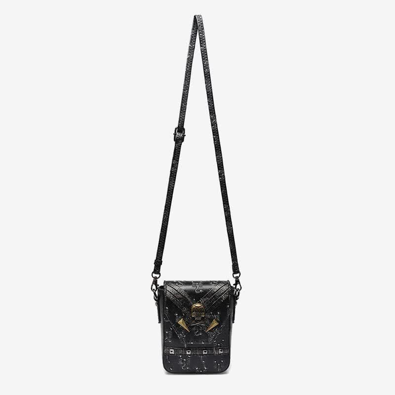 Punk Skull Scorpion Rivet Crossbody Bag Purse with Belt Loop