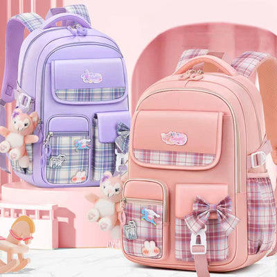 Backpack For Girls Cute Cartoon Pendant Lightweight Large Capacity Schoolbag