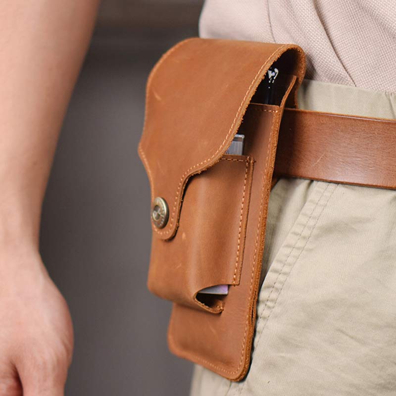 Genuine Leather Holster for Belt Universal Cell Phone Case on Belt