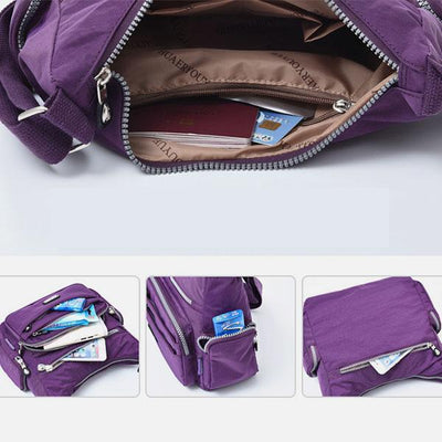 Waterproof Multi-Pocket Nylon Crossbody Bag